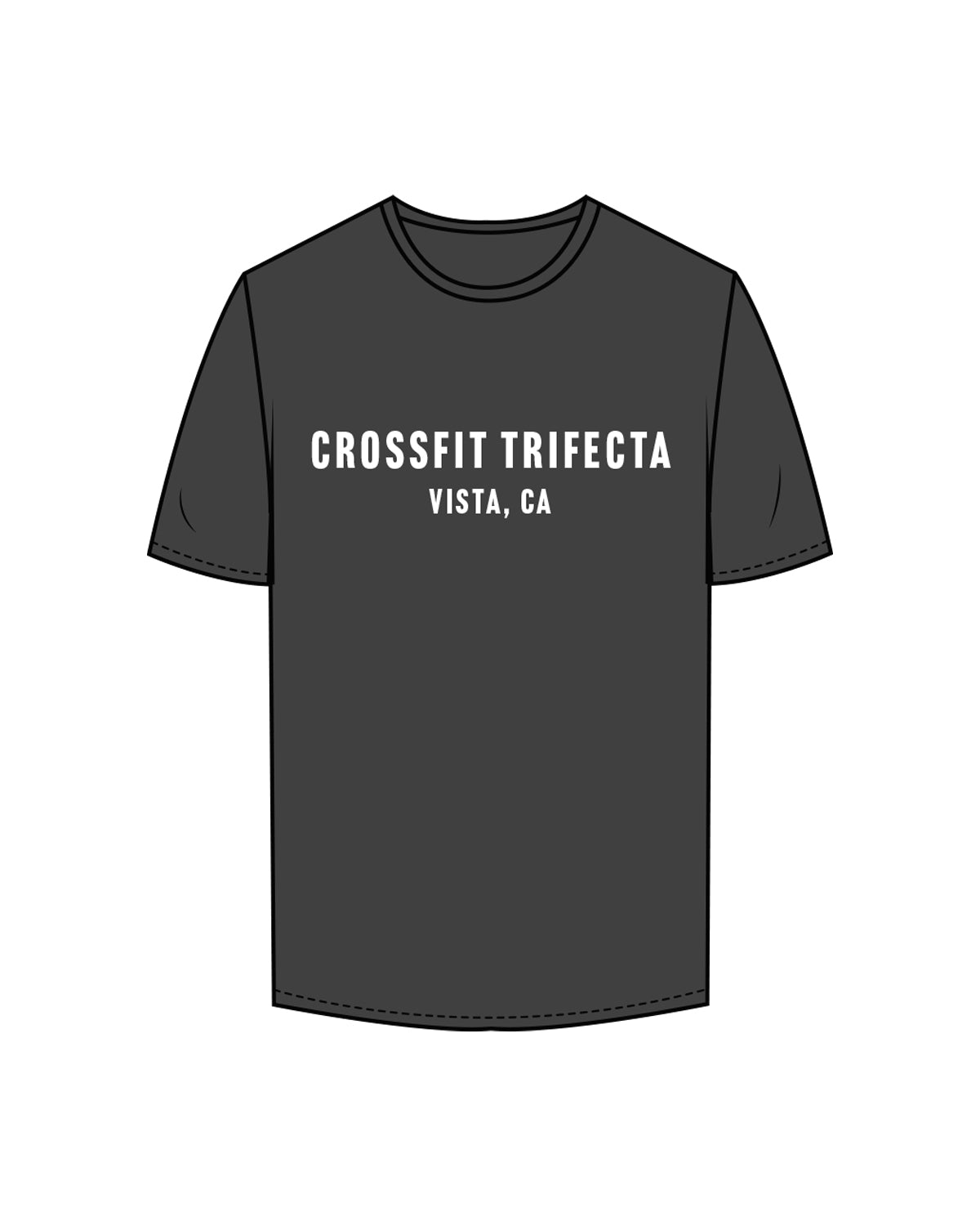 The Mens Tee - Charcoal - Crossfit Trifecta - Center Chest Stacked - White