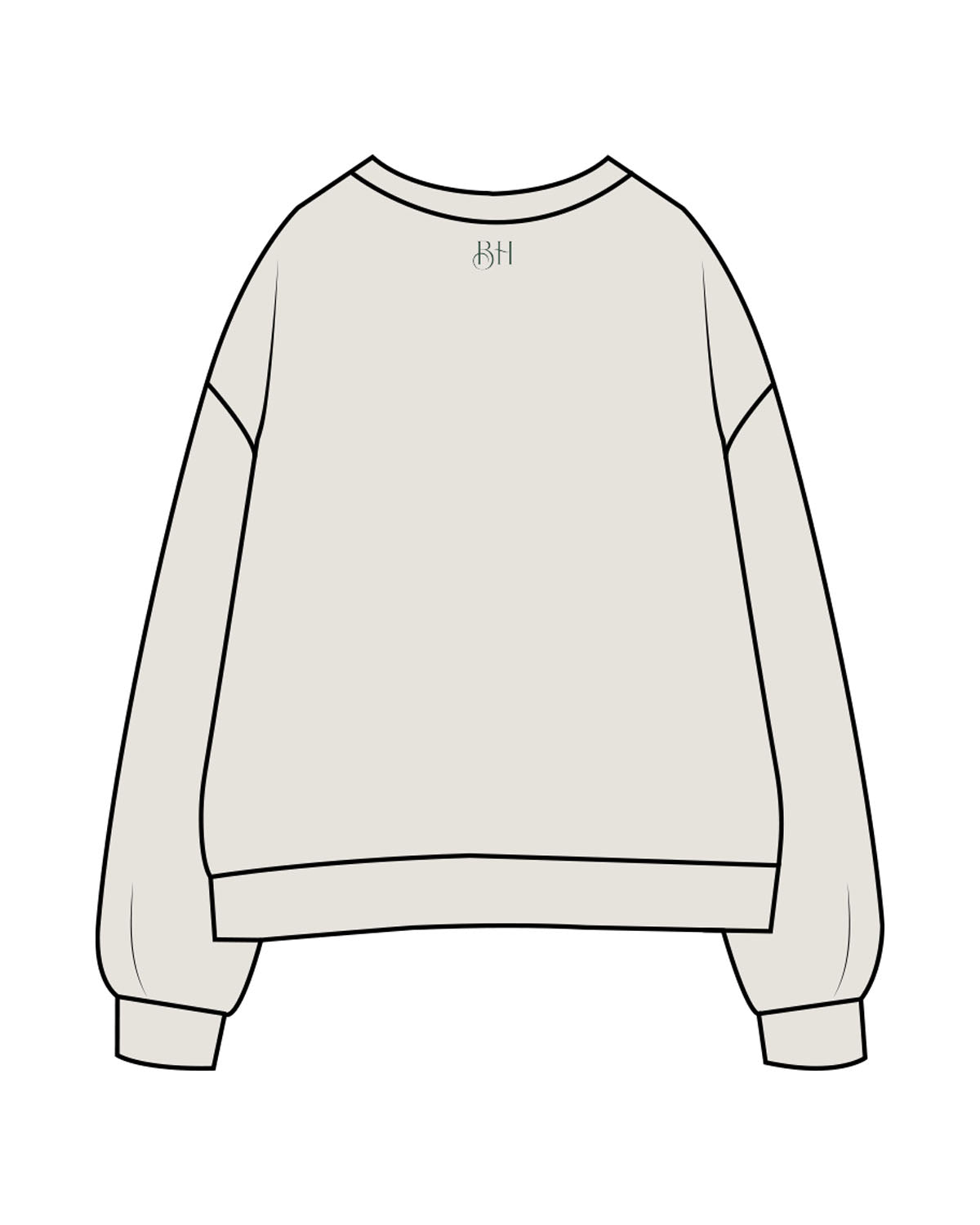 The Womens Crewneck - Washed Bone - Brick House - Center Chest Wider & Back Neckline - Printed - Full Color
