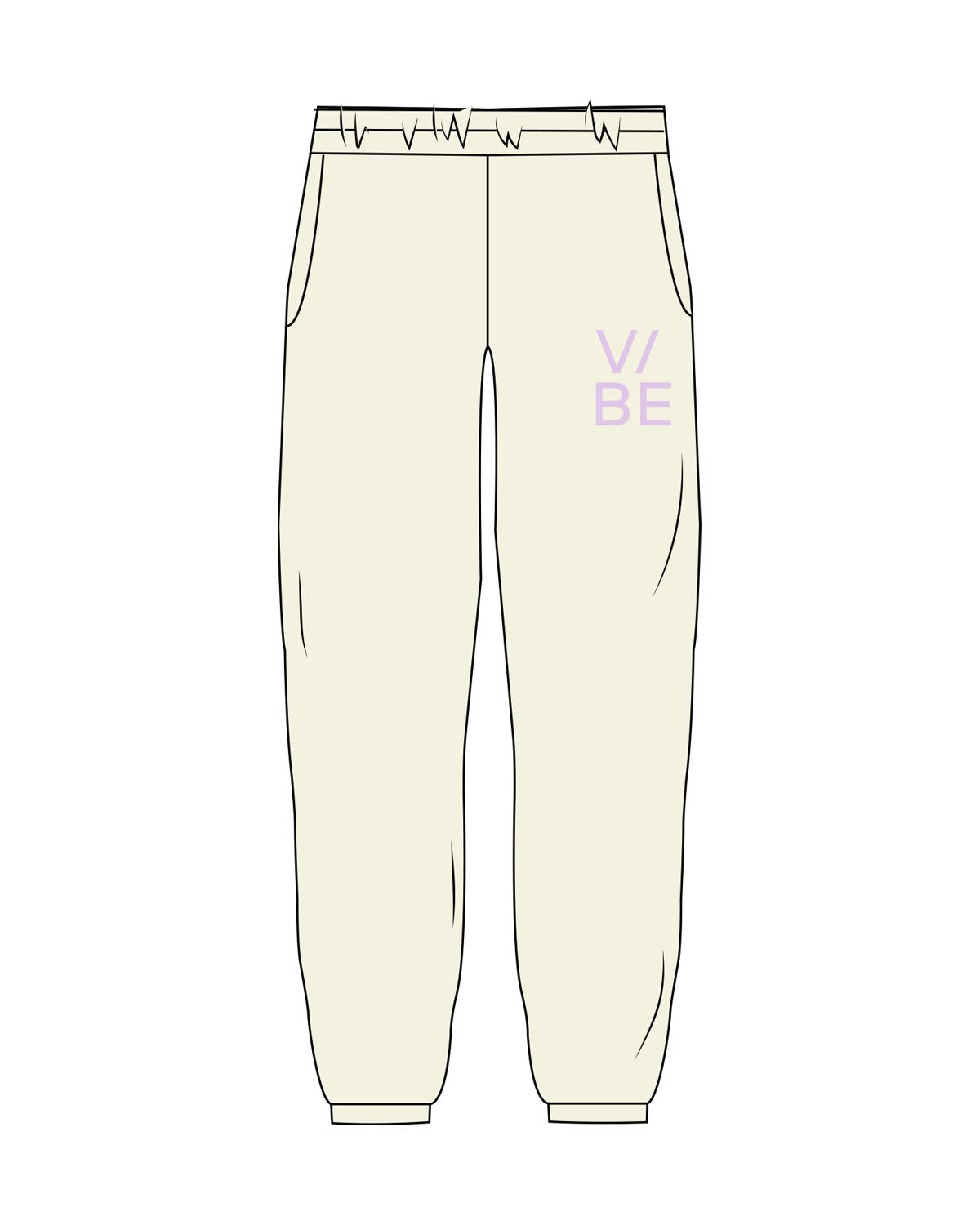 The Womens Sweatpants - Butter - The Vibe - Left Leg - Printed - Lavender