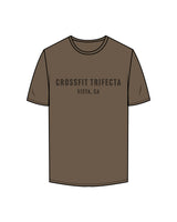 The Mens Tee - Walnut - Crossfit Trifecta - Center Chest Stacked - Tone on Tone