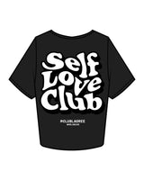 The Crop Tee - Black - Club Lagree - Left Chest Stacked & Back Stacked - Full Color