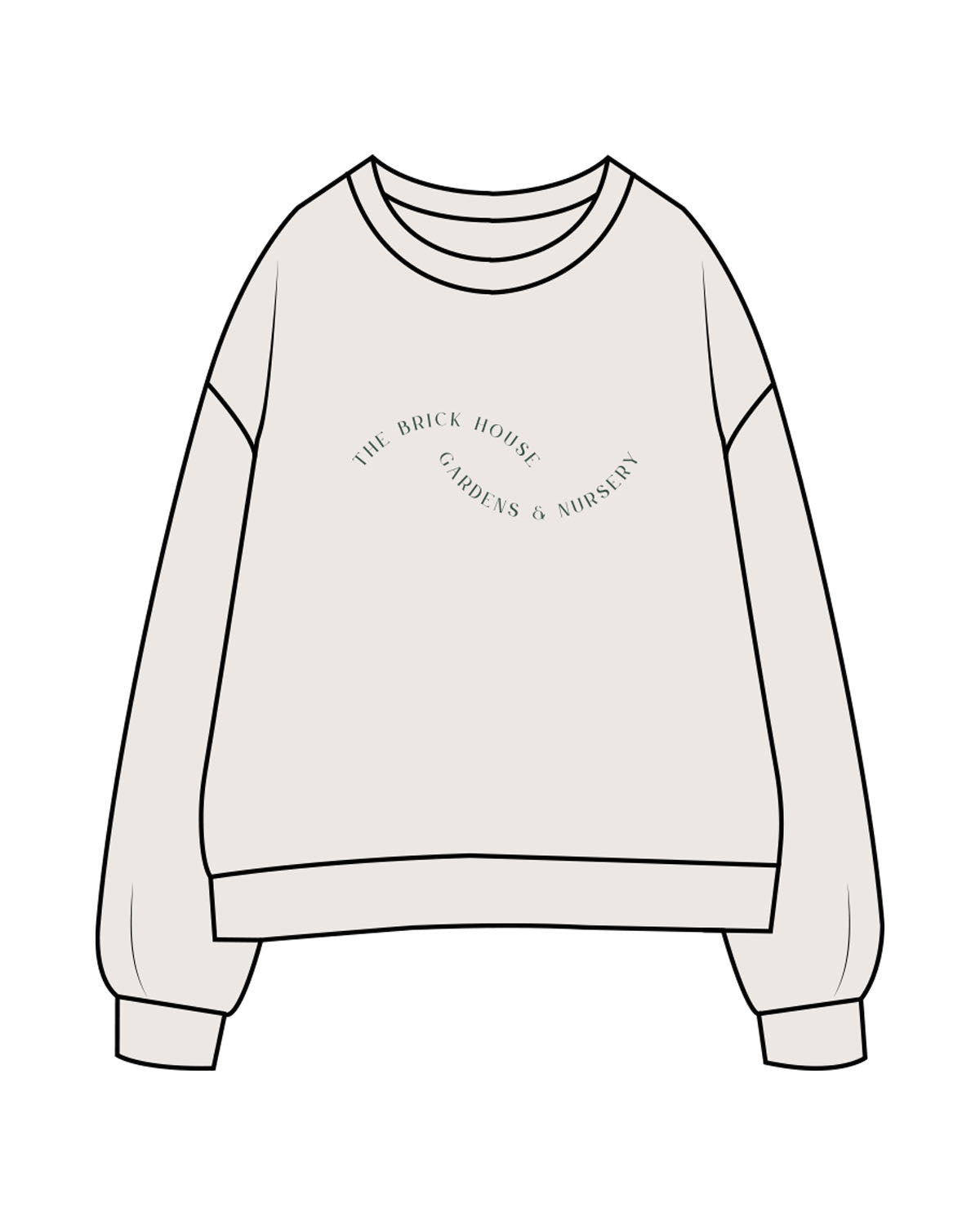 The Womens Crewneck - Bone - Brick House - Center Chest & Back Neckline - Printed - Full Color