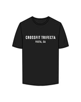 The Mens Tee - Black - Crossfit Trifecta - Center Chest Stacked - White