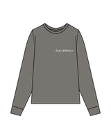 The Womens Heavyweight Long Sleeve - Washed Gray - Evolve Collective - Left Chest - Embroidered - White