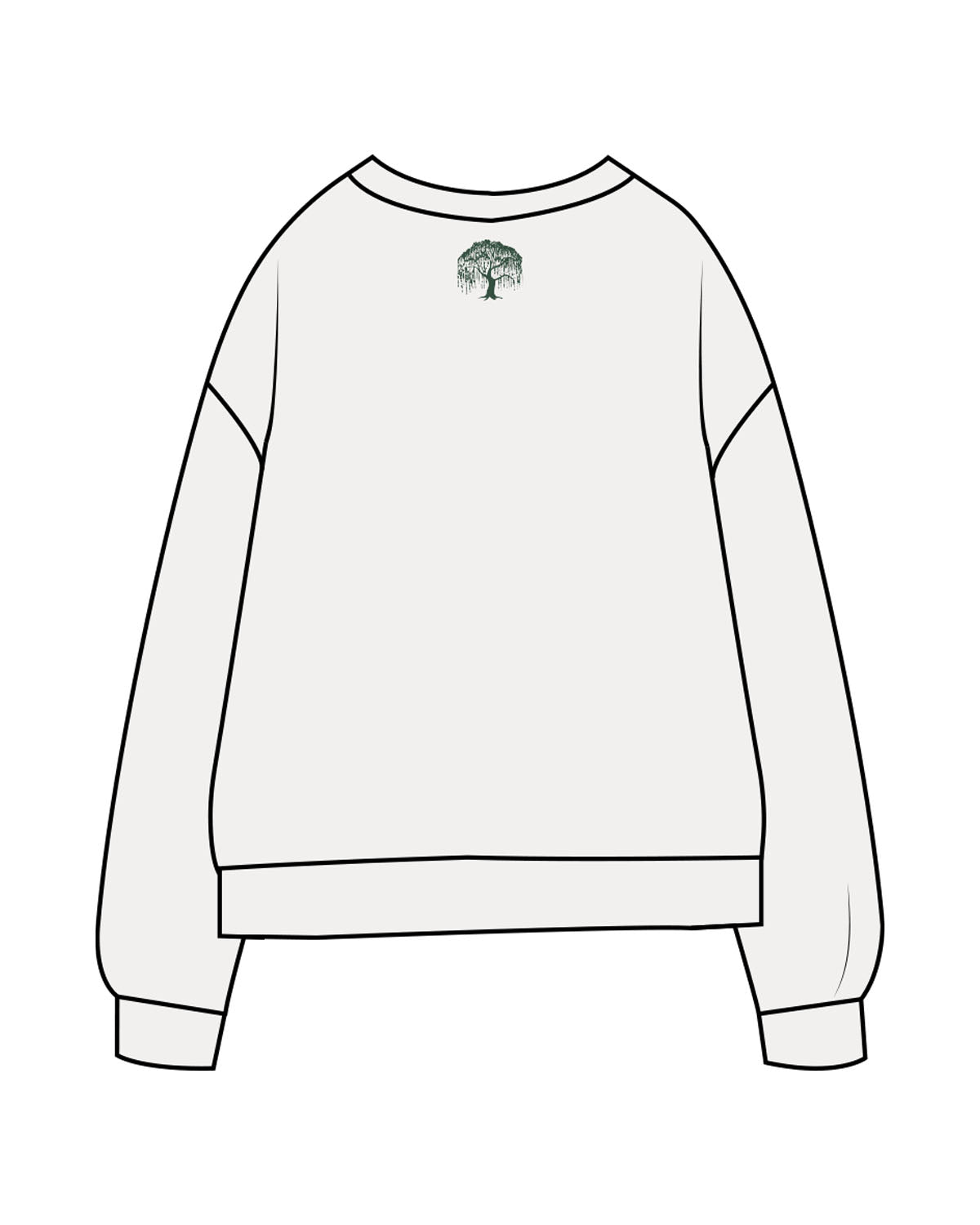 The Midweight Unisex Crewneck - Washed White - Brick House - Chest Stacked & Back Neckline - Printed - Green