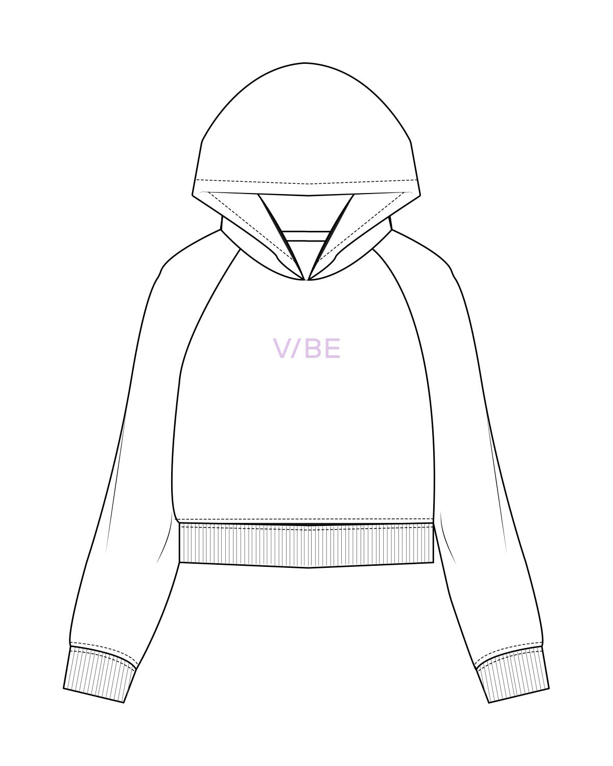 The Cropped Drawstring Hoodie - White - The Vibe - Center Chest - Printed - Lavender
