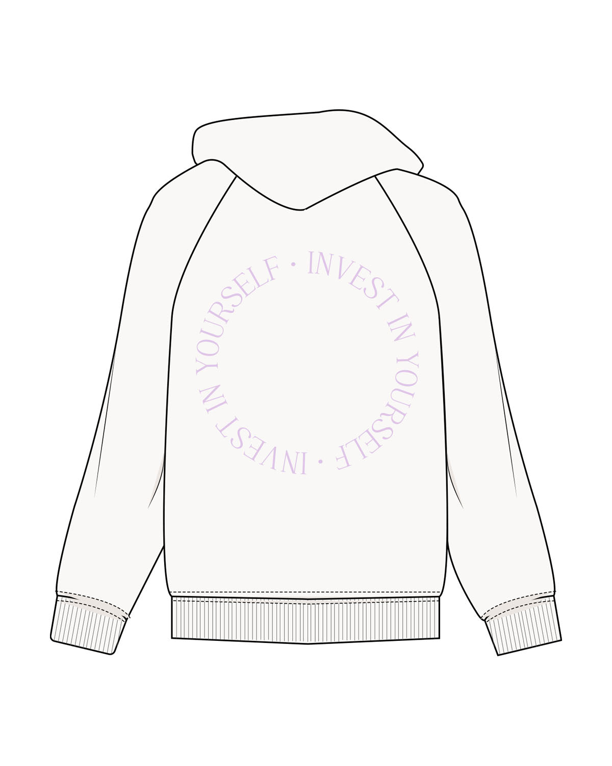 The Mens Hoodie - Washed Off White - The Vibe - Left Chest & Center Back Circular - Printed - Lavender