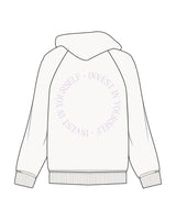 The Mens Hoodie - Washed Off White - The Vibe - Left Chest & Center Back Circular - Printed - Lavender