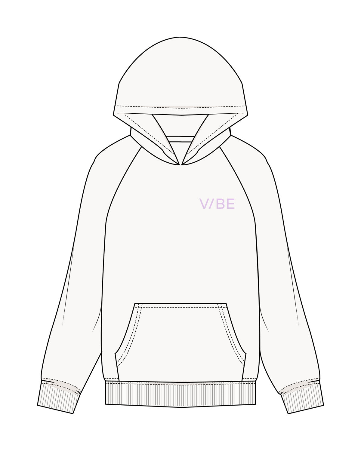 The Mens Hoodie - Washed Off White - The Vibe - Left Chest & Center Back Circular - Printed - Lavender