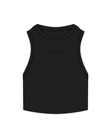 The Ribbed Crop Tank - Black - Crossfit Trifecta - Center Chest - Embroidered - Tone on Tone