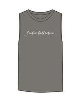 The Womens Heavyweight Tank - Washed Gray - Evolve Collective - Center Chest & Back Neckline - Printed - Bone
