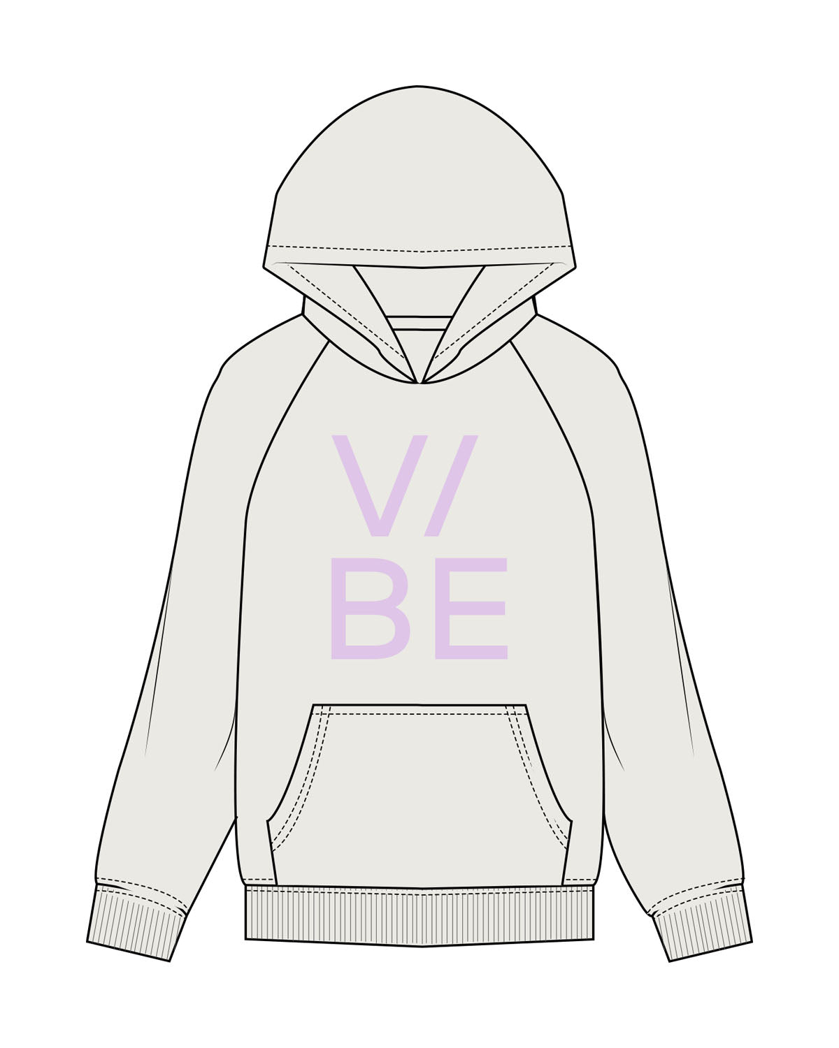 The Mens Hoodie - Washed Bone - The Vibe - Center Chest - Printed -  Lavender