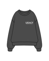 The Womens Crewneck - Washed Black - Legacy Alliance - Left & Back Center Stacked - White
