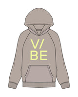 The Mens Hoodie - Washed Gray - The Vibe - Center Chest - Printed - Neon Yellow
