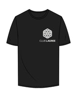 The Mens Tee - Black - Club Lagree - Left Chest Stacked & Back Center Stacked - Full Color