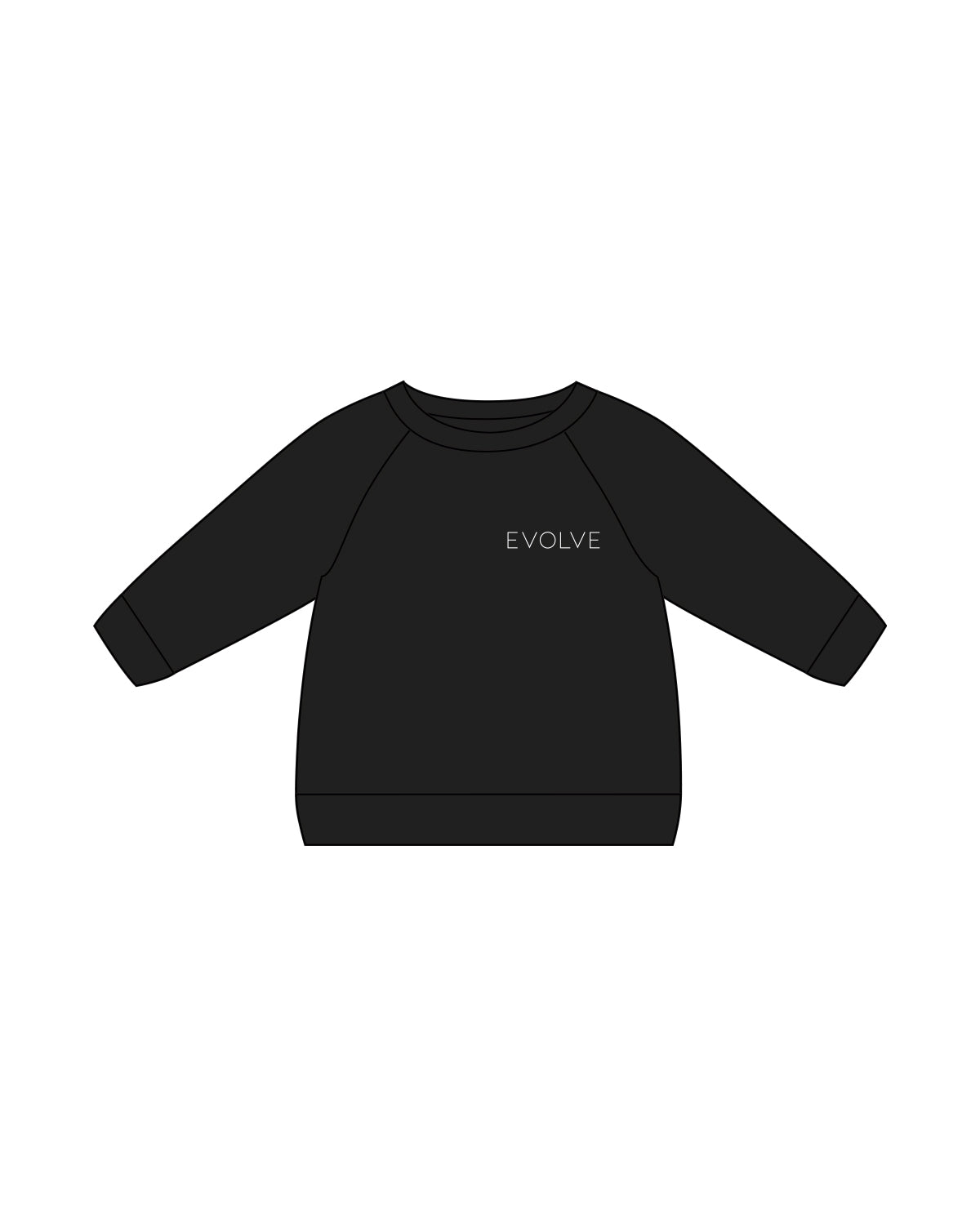 The Kids Crewneck - Black - Evolve Spa - Left Chest  - White
