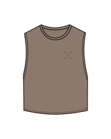 The Crop Muscle Tank - Cacao - Crossfit Trifecta - Left Chest & Back Center - Tone on Tone