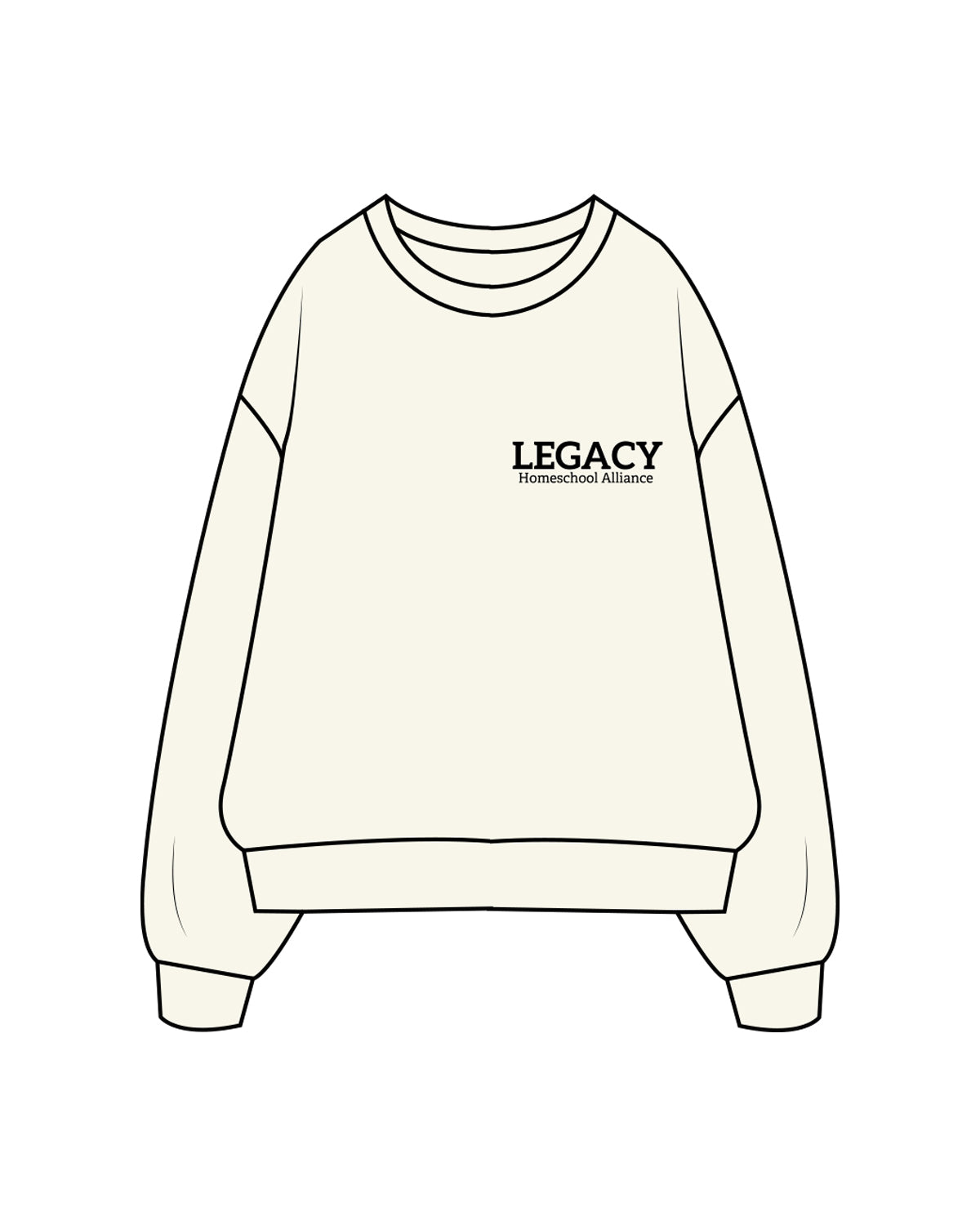 The Classic Crewneck - Off White - Legacy Alliance - Left & Back Center Stacked - Tone on Tone