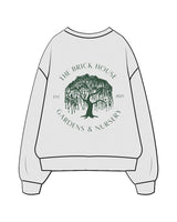 The Mens Crewneck - White Heather - Brick House - Left Chest & Back Illustration - Printed - Green