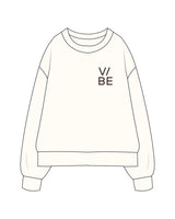 The Mens Heavyweight Crewneck - Off White - The Vibe - Left Chest - Printed - Chocolate