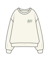The Mens Heavyweight Crewneck - Off White - Brick House - Left Chest & Back Illustration - Printed - Green