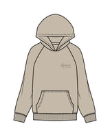 The Mens Hoodie - Washed Taupe - Hikari Elite - Left Chest Stacked & Center Back Round - Printed - Tone on Tone
