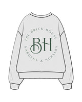 The Mens Crewneck - White Heather - Brick House - Left Chest & Back Round - Printed - Green