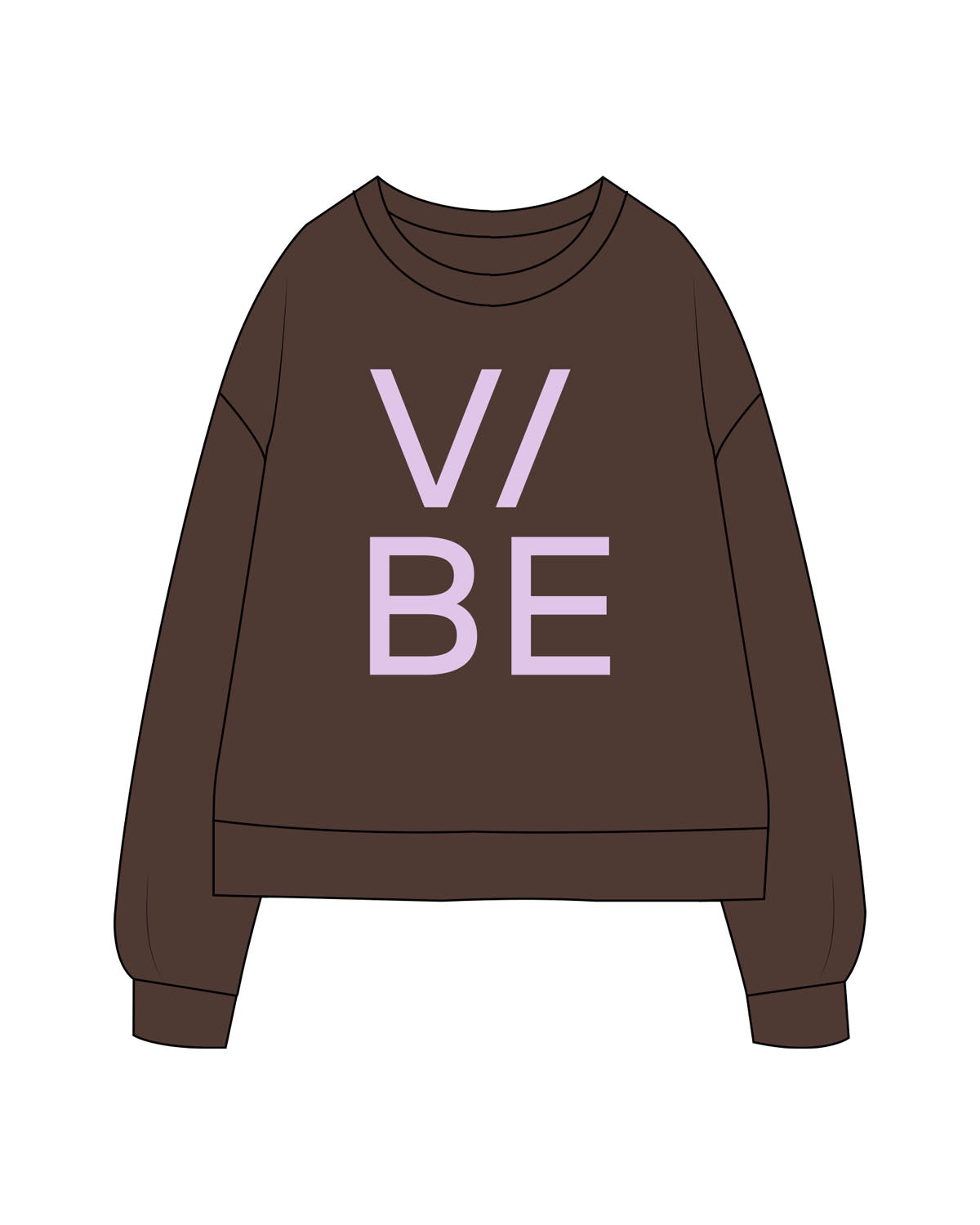 The Recycled Unisex Crewneck - Brown - The Vibe - Center Chest Big - Printed - Lavender