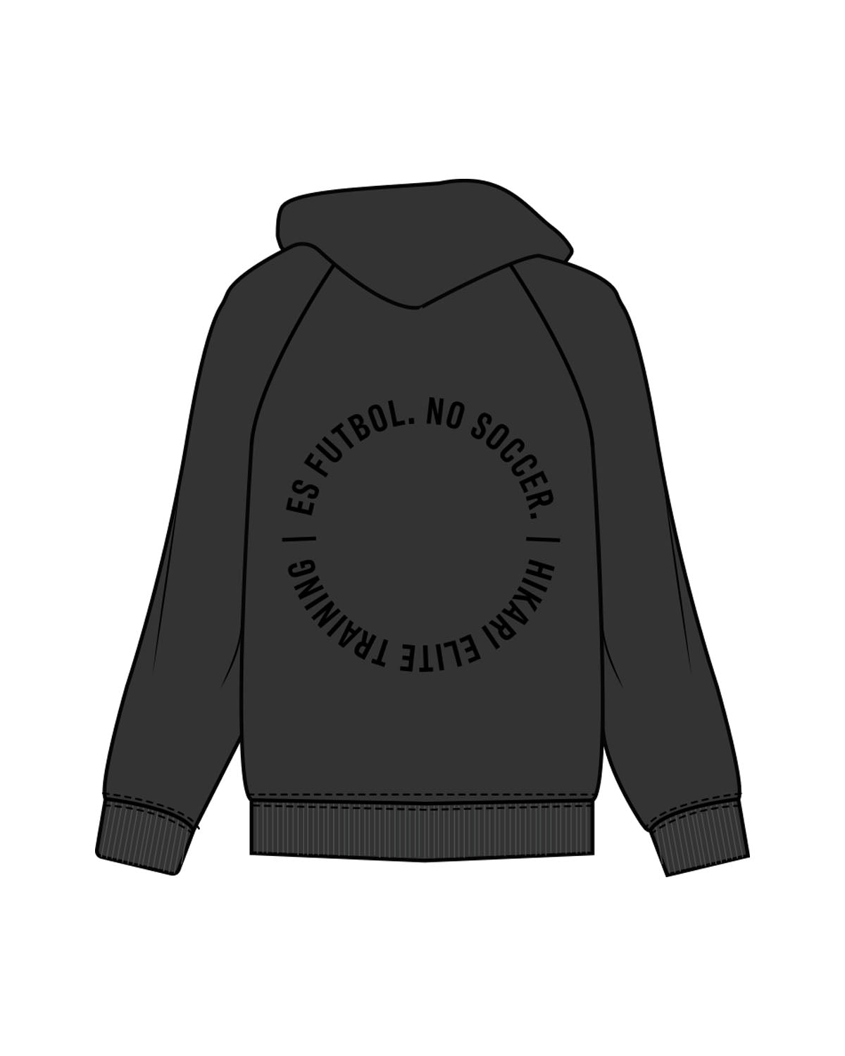The Mens Hoodie - Washed Black - Hikari Elite - Left Chest Stacked & Center Back Round - Printed - Black