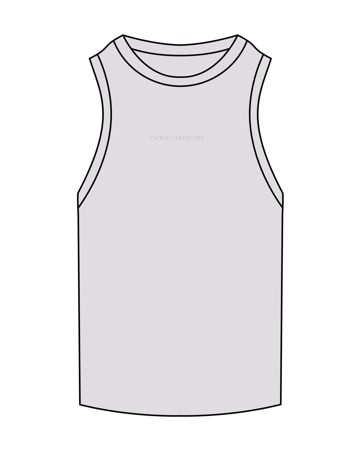 The Ribbed Full Length Tank - Orchid - Evolve Collective - Center Chest - Embroidered - Tone on Tone