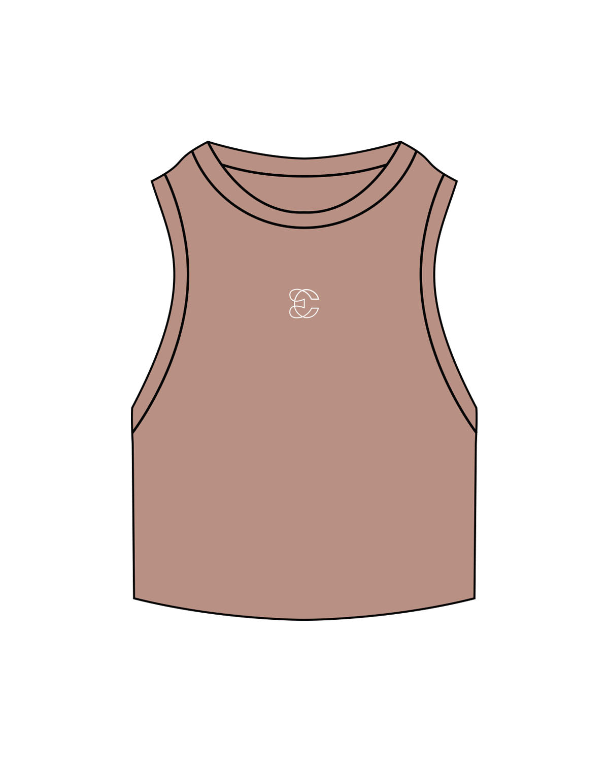 The Ribbed Crop Tank - Clay - Evolve Collective - Center Chest - Embroidered - White