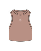 The Ribbed Crop Tank - Clay - Evolve Collective - Center Chest - Embroidered - White