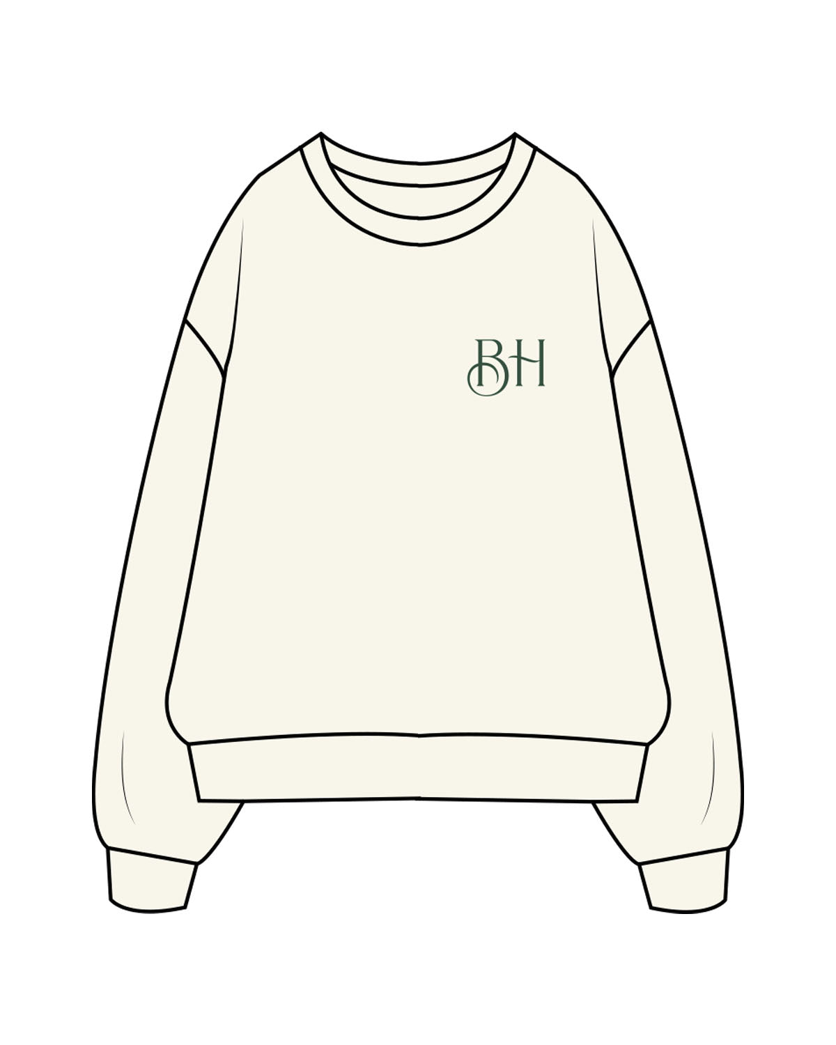The Womens Heavyweight Crewneck - Off White - Left Chest & Back Round - Printed - Full Color