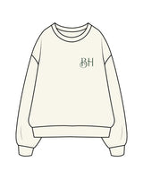 The Womens Heavyweight Crewneck - Off White - Left Chest & Back Round - Printed - Full Color