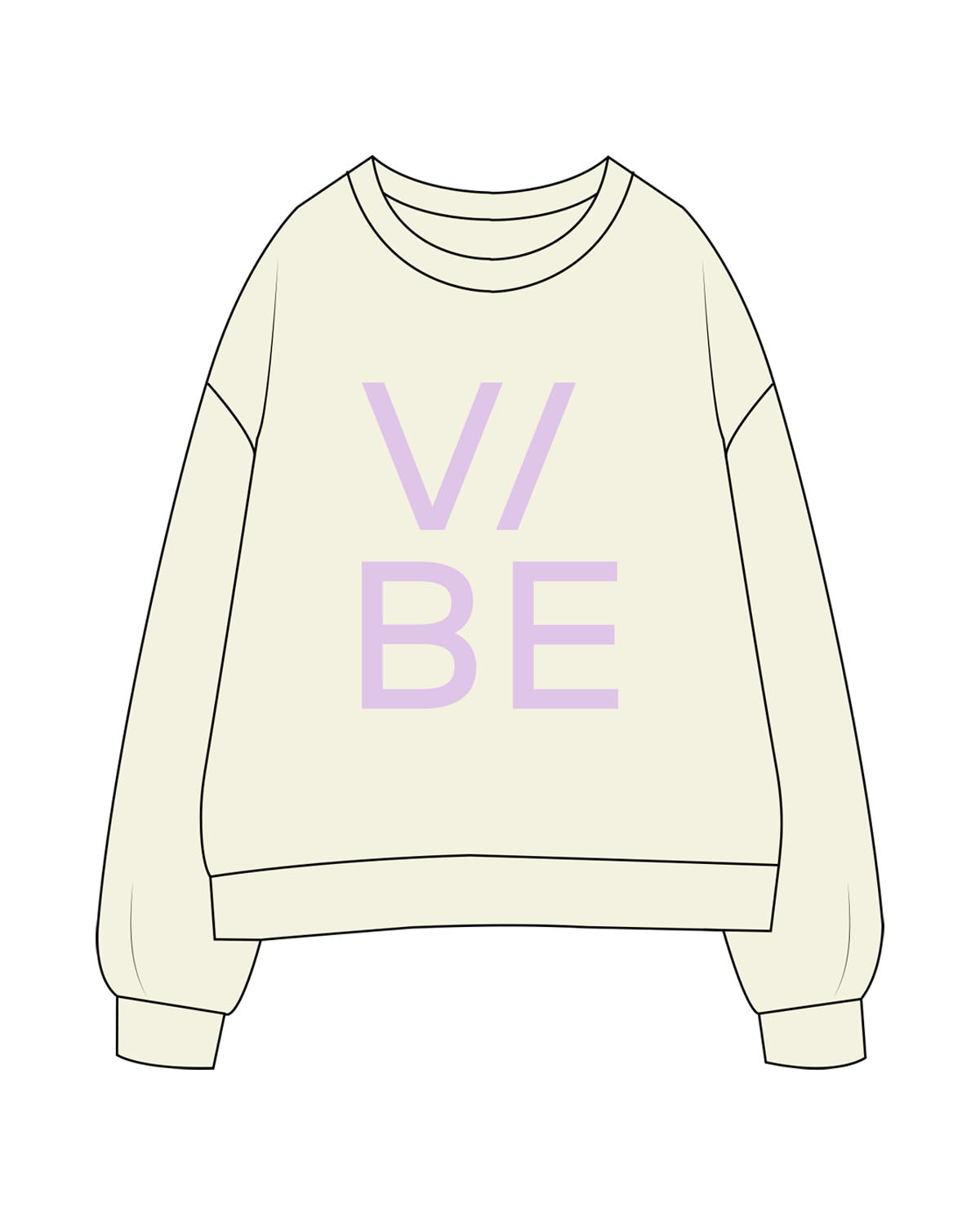 The Womens Crewneck - Butter - The Vibe - Center Chest - Printed - Lavender