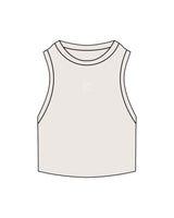 The Ribbed Crop Tank - Bone - Evolve Collective - Center Chest - Embroidered - White