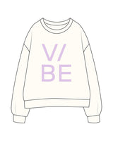 The Womens Crewneck - Off White - The Vibe - Center Chest - Printed - Lavender