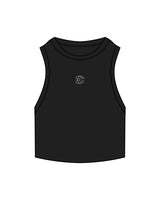 The Ribbed Crop Tank - Black - Evolve Collective - Center Chest - Embroidered - Bone