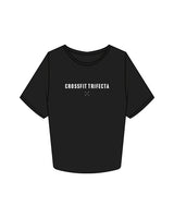 The Crop Tee - Black - Crossfit Trifecta - Center Chest & Back - Bone