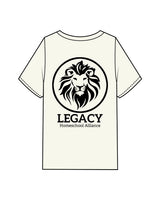 The Mens Heavyweight Tee - Off White - Legacy Alliance - Left & Back Center Stacked - Black