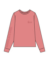 The Unisex Midweight Long Sleeve - Crimson - Left Chest Stacked & Right Sleeve - Printed - Tone on Tone