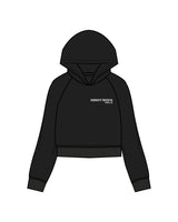 The Womens Crop Hoodie - Black - Crossfit Trifecta - Left Chest & Back Center Stacked - White
