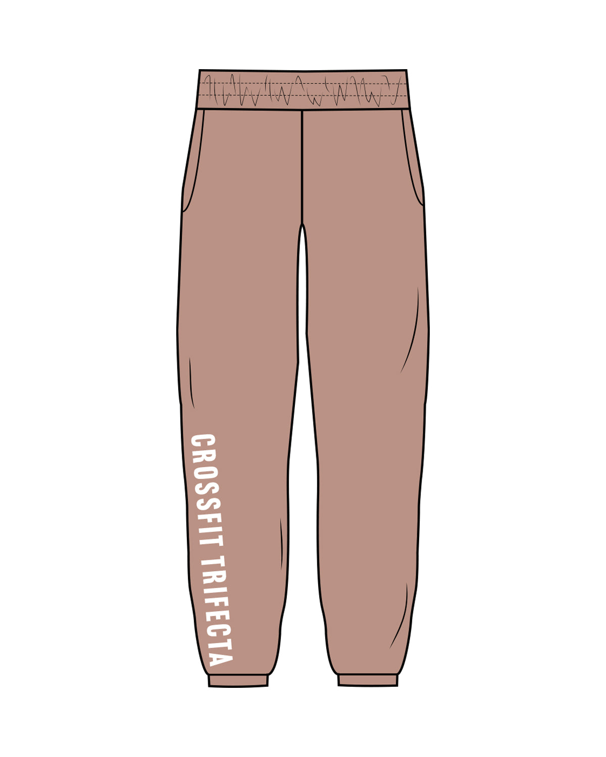 The Womens Sweatpants - Clay - Crossfit Trifecta - Right Leg - White