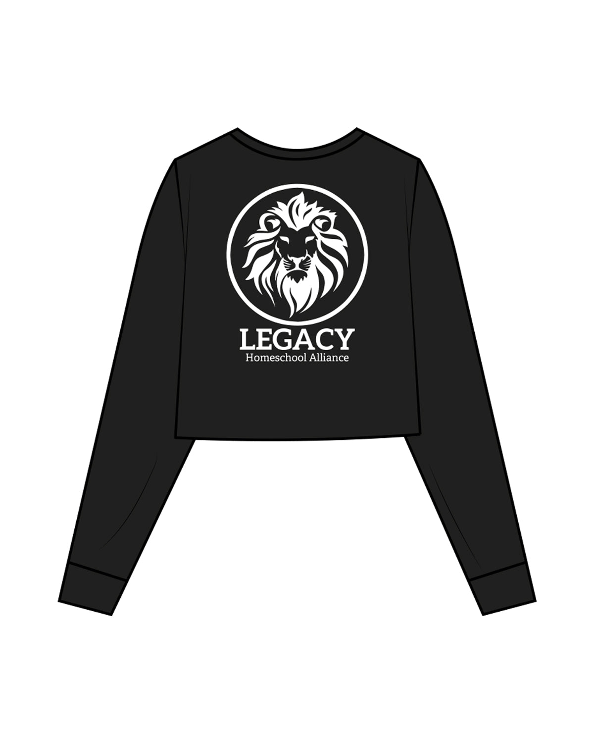 The Crop Long Sleeve - Black - Legacy Alliance - Left & Back Center Stacked - Black