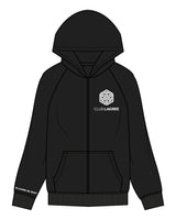 The Womens Zip Hoodie - Black - Club Lagree - Right Wrist & Left Chest Stacked - White