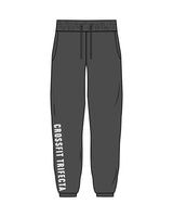 The Womens Classic Sweatpants - Washed Black - Crossfit Trifecta - Right Leg - White