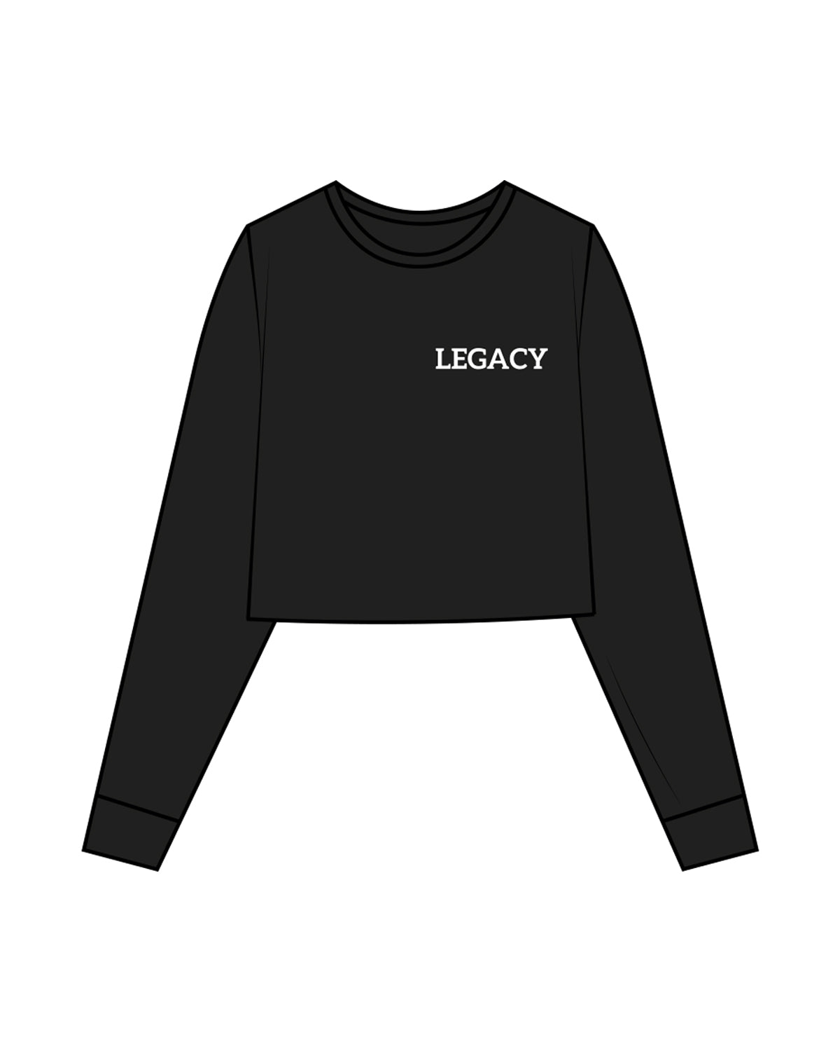 The Crop Long Sleeve - Black - Legacy Alliance - Left & Back Center Stacked - Black