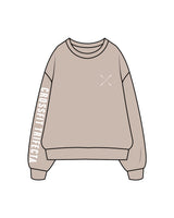 The Womens Crewneck - Bone - Crossfit Trifecta -Left Chest & Right Sleeve - White