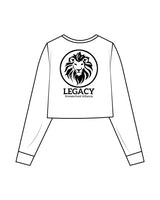 The Crop Long Sleeve - White - Legacy Alliance - Left & Back Center Stacked - Black