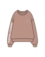 The Womens Crewneck - Clay - Crossfit Trifecta - Left Chest & Right Sleeve - White